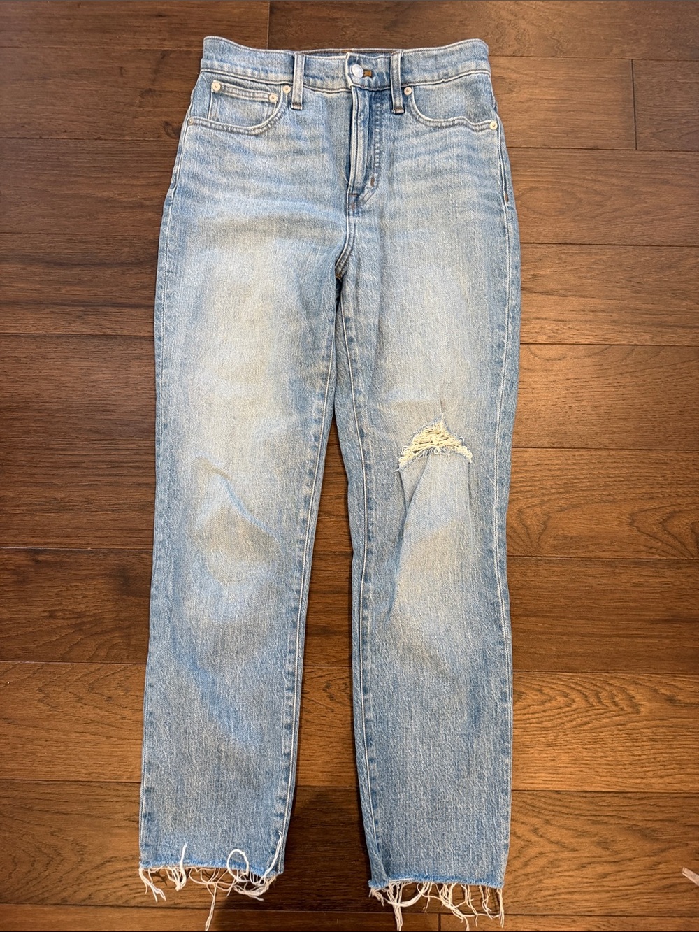 Madewell Perfect Vintage Jeans Light Wash Distressed Raw Hem Size 26 - P31